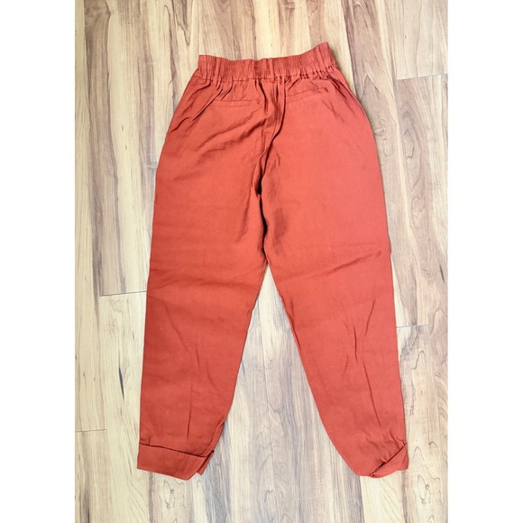 A New Day Womens Pants Size 4 Rust Brown Elastic Waist Cuffed Ankle Casual - Picture 1 of 3